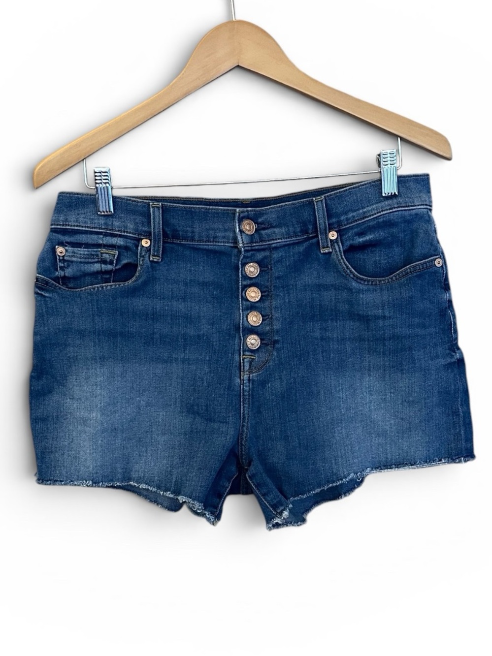 7 For All Mankind Dark Blue High-Rise Button Fly Denim Shorts Size 31